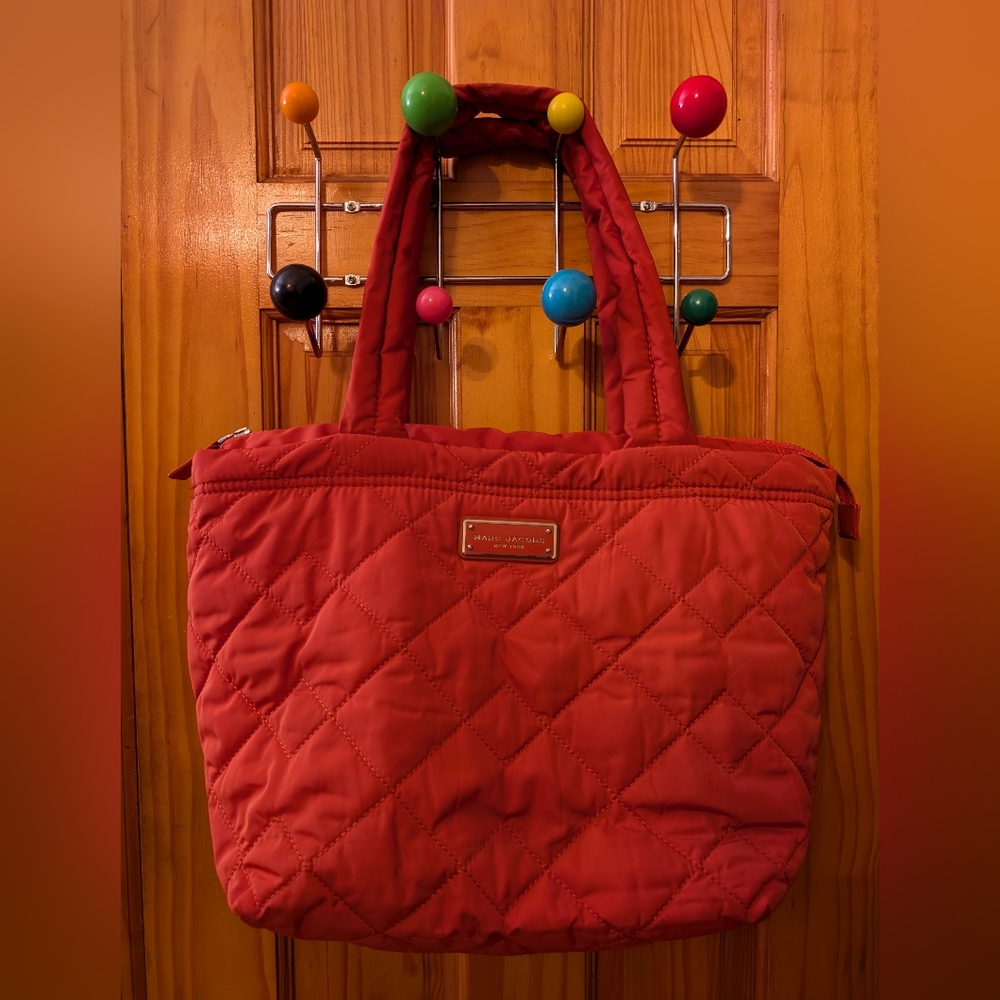 MARC JACOBS Quilted Nylon Zip Logo Tote Bag